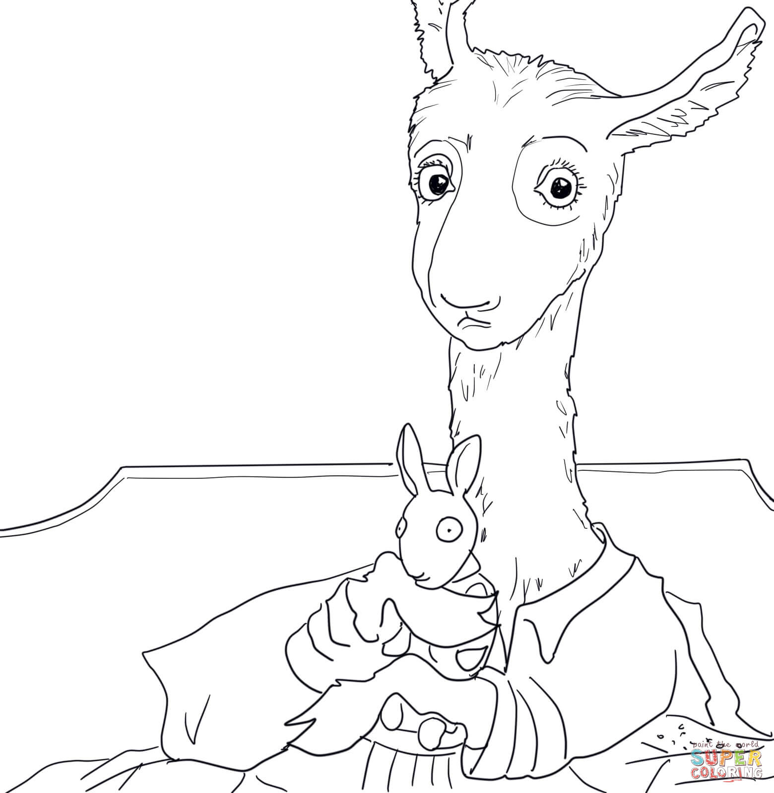 Llama Red Pajama Coloring Page