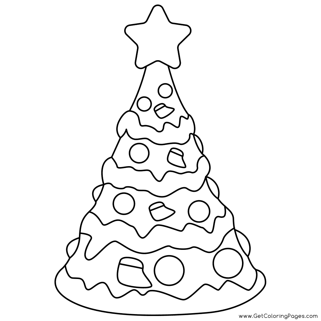 Easy Christmas Tree Coloring Pages