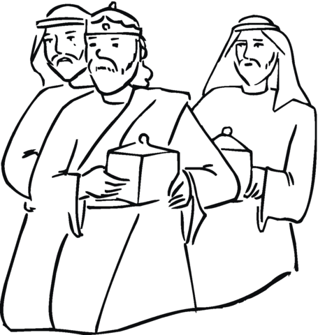 Wise Men Gifts to Jesus Coloring Page
