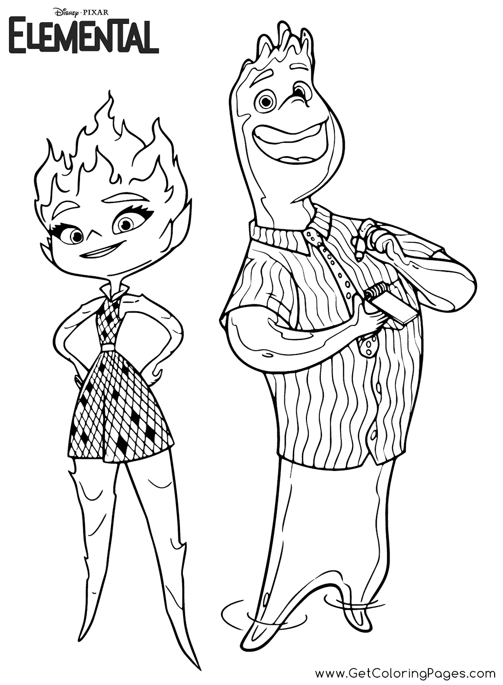 disney elemental movie coloring pages