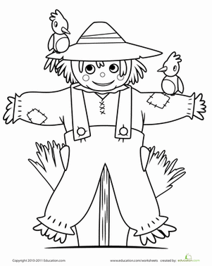 Preschool Scarecrow Coloring Pages