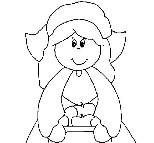Pilgrim Girl Coloring Page