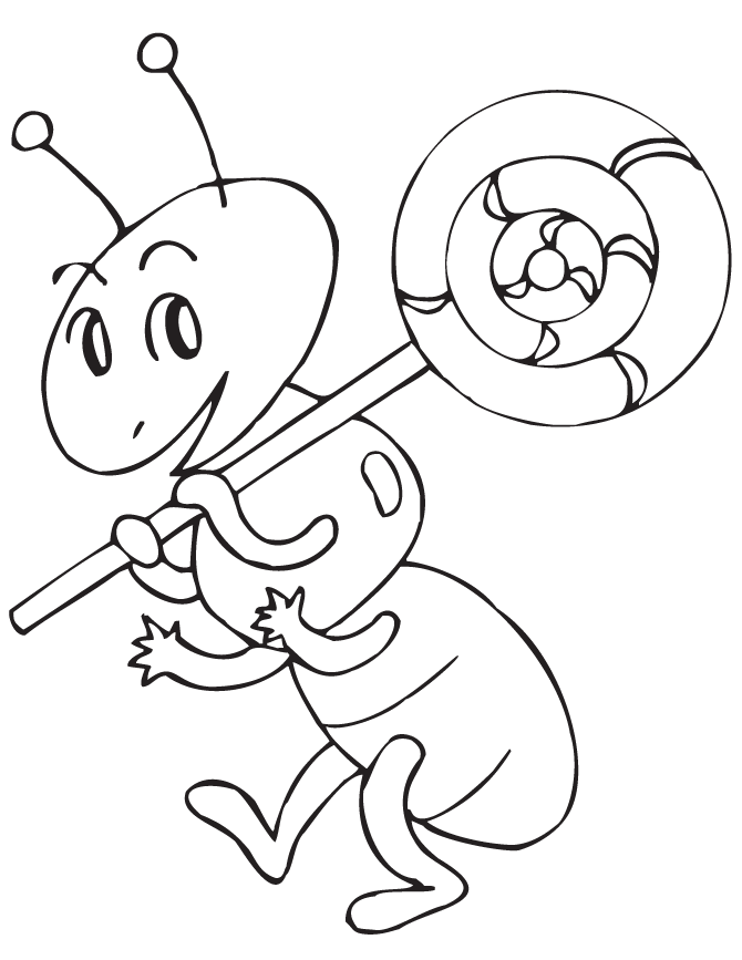Cute Ant Coloring Page