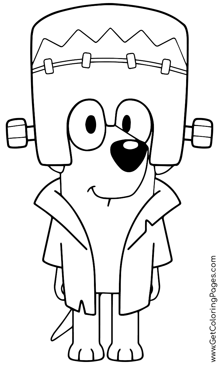 Bluey Halloween Frankenstein Coloring Pages