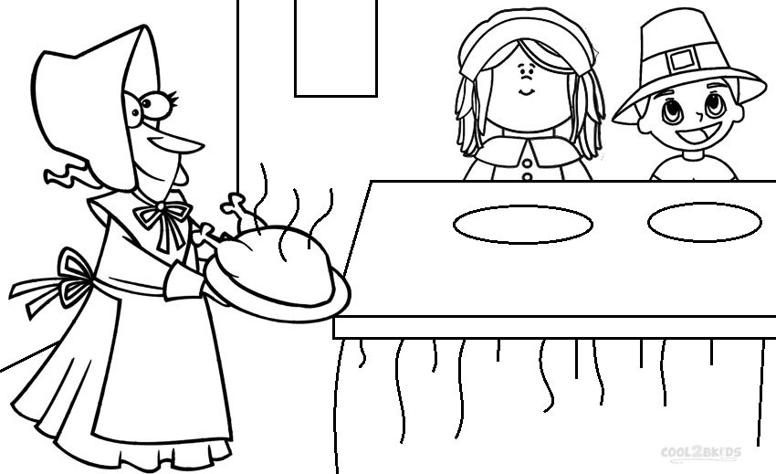 Pilgrim Kids Coloring Pages