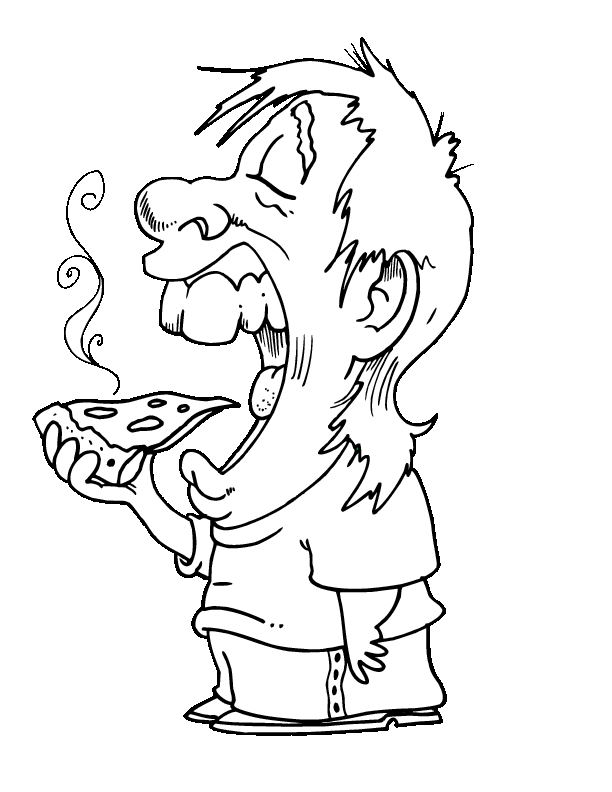 Eating Pizza Coloring Pages
