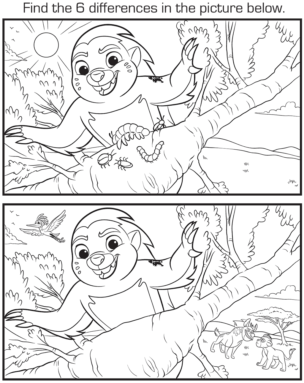 The Lion Guard Coloring Activity Find the Difference