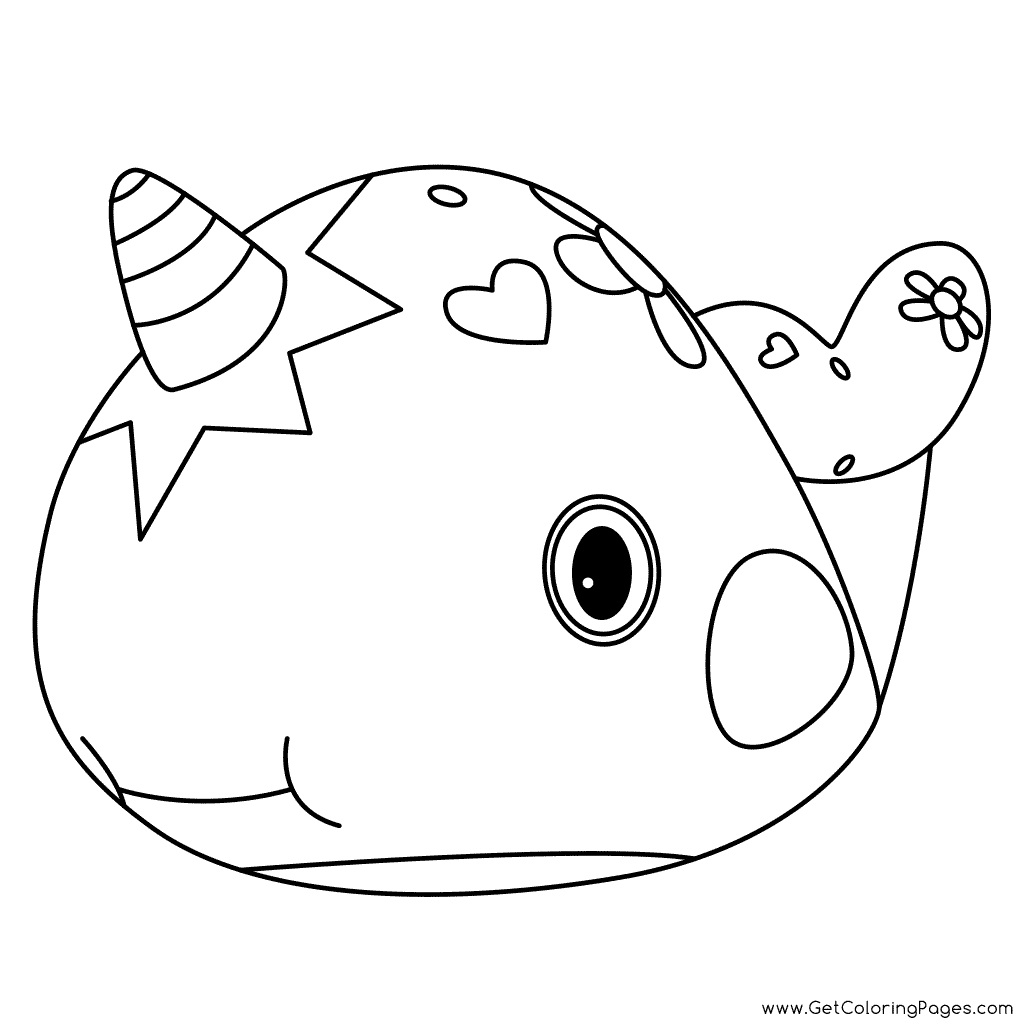 Squishy Narwhal Unicorn of the Sea Coloring Pages
