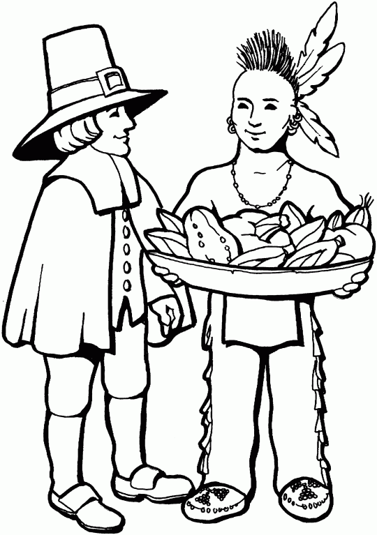 Indian and Pilgrim Coloring Pages