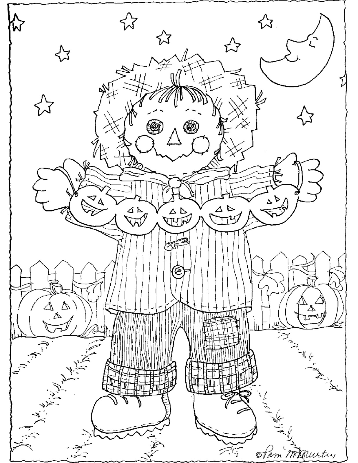 Pumpkin Scarecrow Coloring Pages