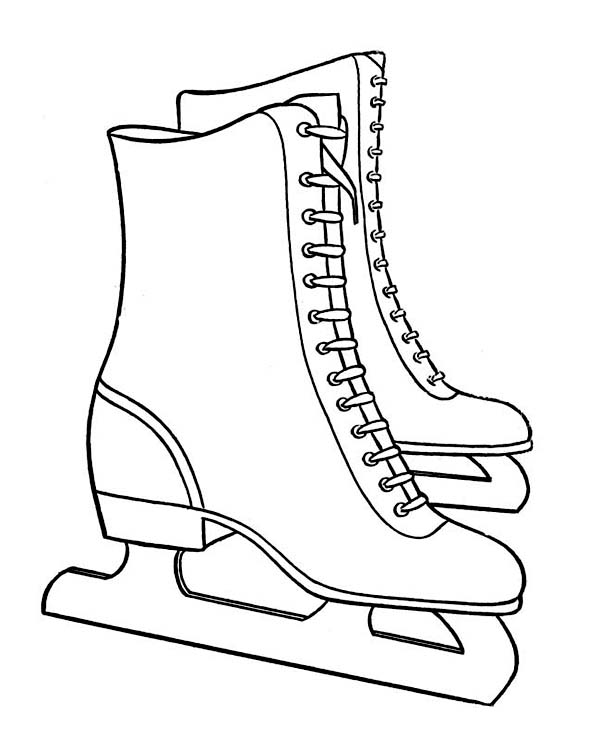 Ice Skates Coloring Page Winter Boots